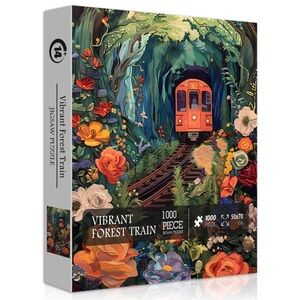 Train Flower Puzzles for Adults 1000 Pieces, Nature Plant Train Garden Floral